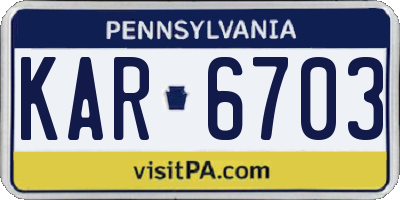 PA license plate KAR6703