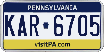 PA license plate KAR6705