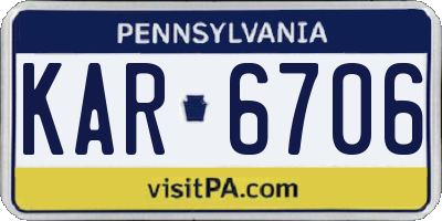 PA license plate KAR6706
