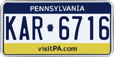 PA license plate KAR6716