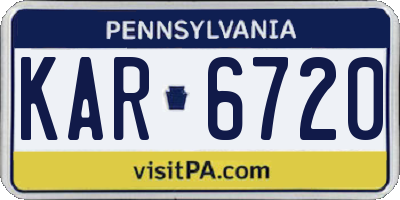 PA license plate KAR6720