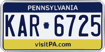 PA license plate KAR6725
