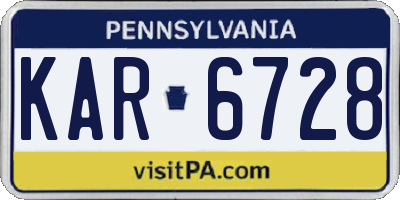 PA license plate KAR6728