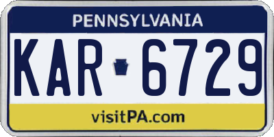 PA license plate KAR6729