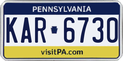 PA license plate KAR6730