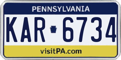 PA license plate KAR6734