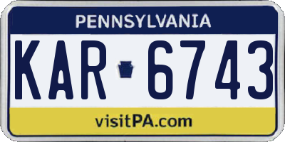 PA license plate KAR6743