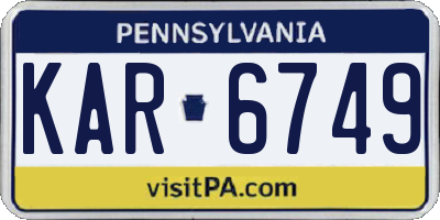 PA license plate KAR6749