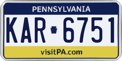 PA license plate KAR6751