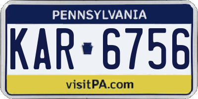 PA license plate KAR6756