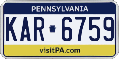 PA license plate KAR6759