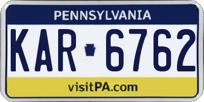 PA license plate KAR6762