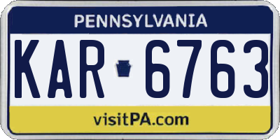 PA license plate KAR6763