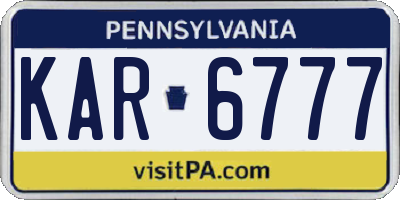 PA license plate KAR6777