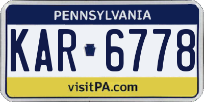 PA license plate KAR6778