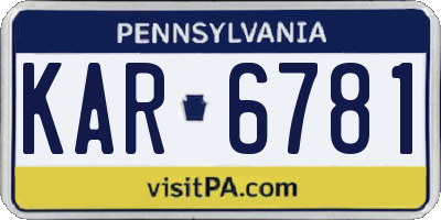 PA license plate KAR6781