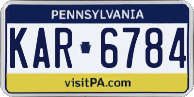 PA license plate KAR6784