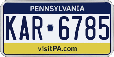 PA license plate KAR6785