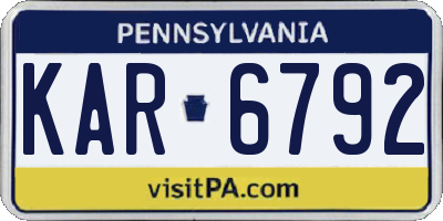 PA license plate KAR6792