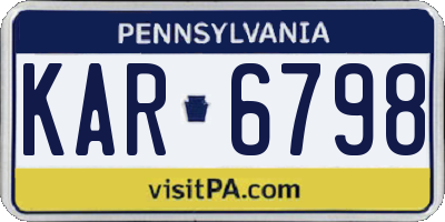 PA license plate KAR6798