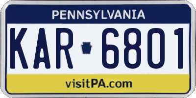 PA license plate KAR6801