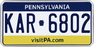 PA license plate KAR6802