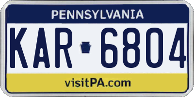 PA license plate KAR6804