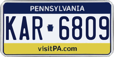 PA license plate KAR6809