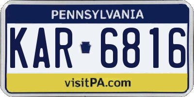 PA license plate KAR6816