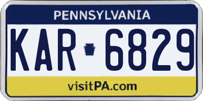 PA license plate KAR6829