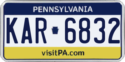 PA license plate KAR6832