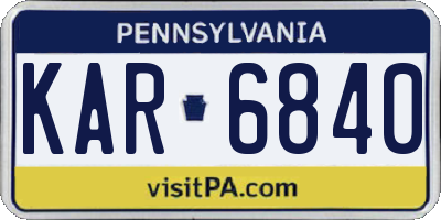 PA license plate KAR6840