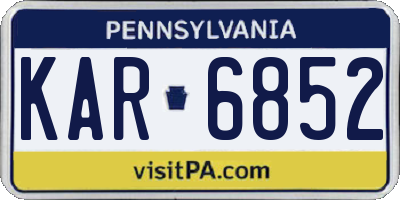 PA license plate KAR6852