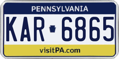 PA license plate KAR6865