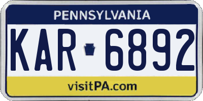 PA license plate KAR6892