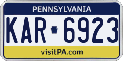 PA license plate KAR6923
