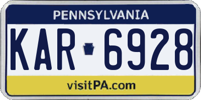 PA license plate KAR6928
