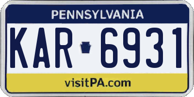 PA license plate KAR6931