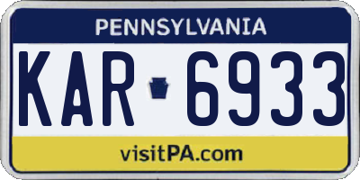 PA license plate KAR6933