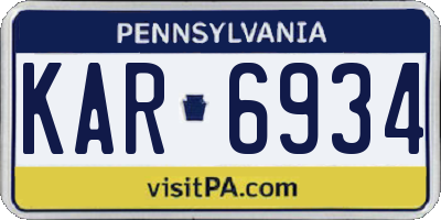 PA license plate KAR6934