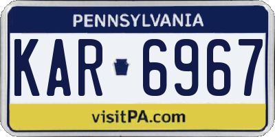 PA license plate KAR6967