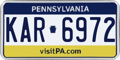 PA license plate KAR6972