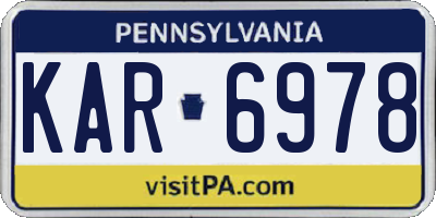 PA license plate KAR6978