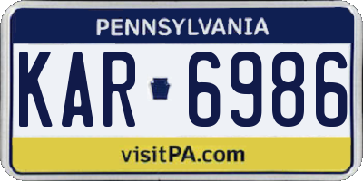 PA license plate KAR6986