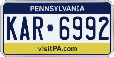 PA license plate KAR6992