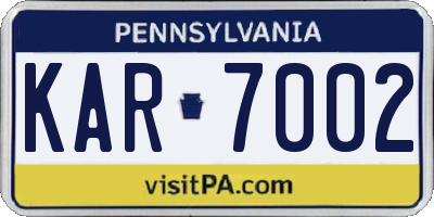 PA license plate KAR7002