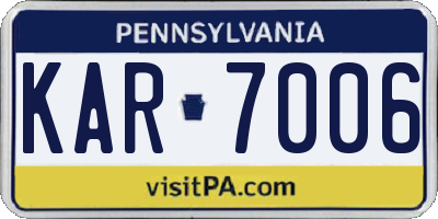 PA license plate KAR7006