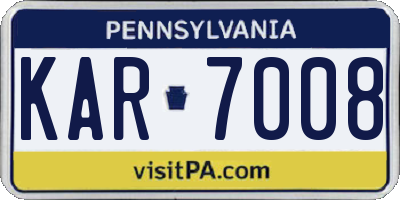 PA license plate KAR7008