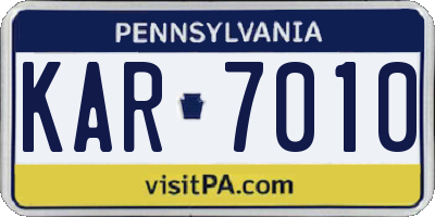 PA license plate KAR7010