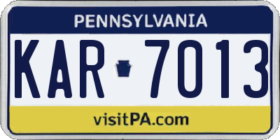 PA license plate KAR7013